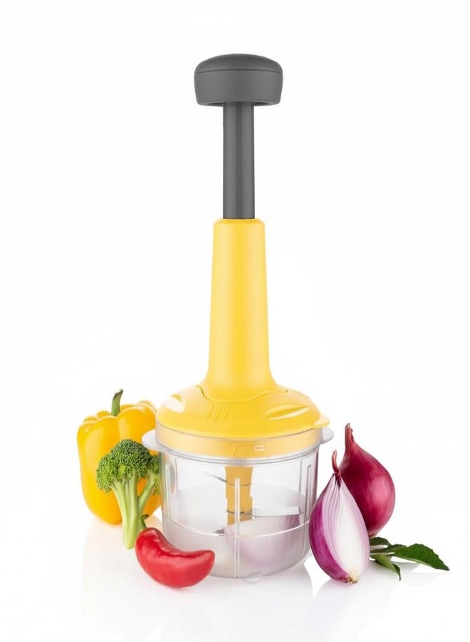 KBS Food Chopper Steel Manual Hand-Press Vegetable Chopper Mixer Cutter to Cut Onion, Salad, Tomato, Potato (Pack of 1-Yellow) - Image 1